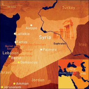 Syria on the middle east map